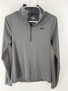 Under Armour Gray Semi-Fitted, Quick Dry Heat Gear Quarter-Zip (Small)